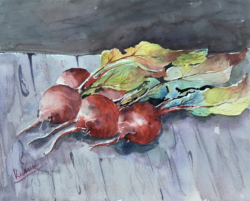 Watercolour of beetroots